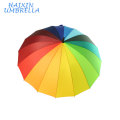 Merchandise Gifts Promotional High Quality Fashion Big Size 16 Ribs Cheap Advertising Rainbow Golf Umbrella with Plastic Handle